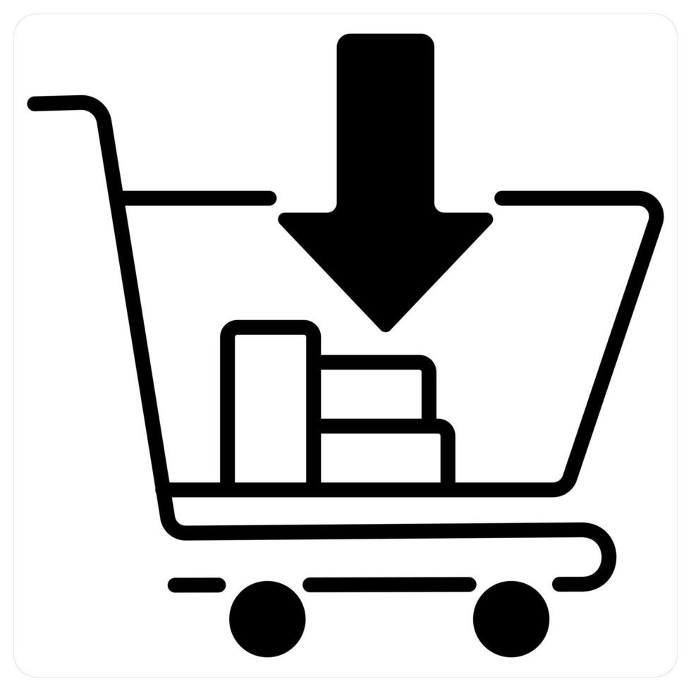 Cart icon concept in black duo line color vector