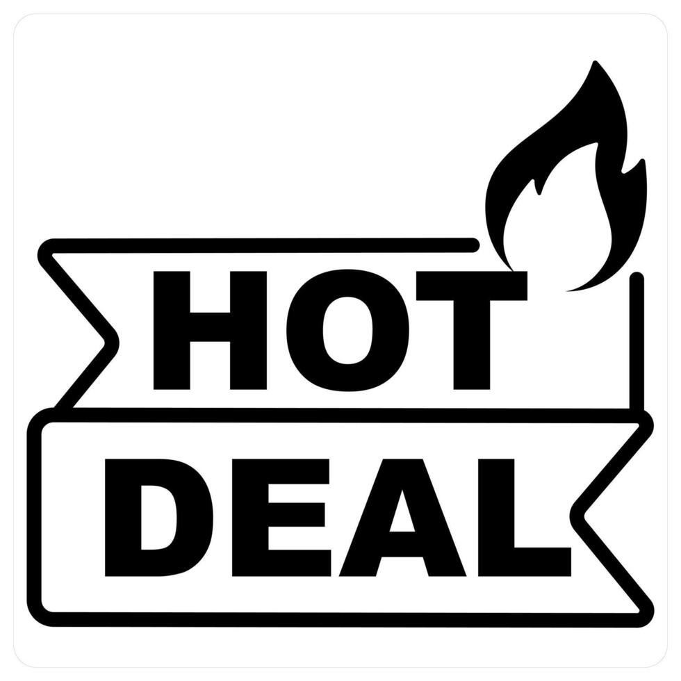 Hot Deal icon concept in black duo line color vector