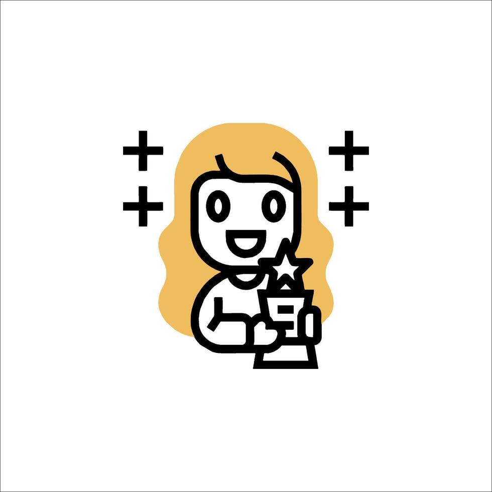 A woman holding a cup with a star on it vector