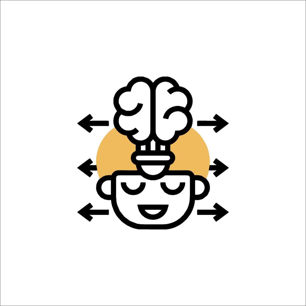 A man with a brain in his head and arrows pointing to it vector