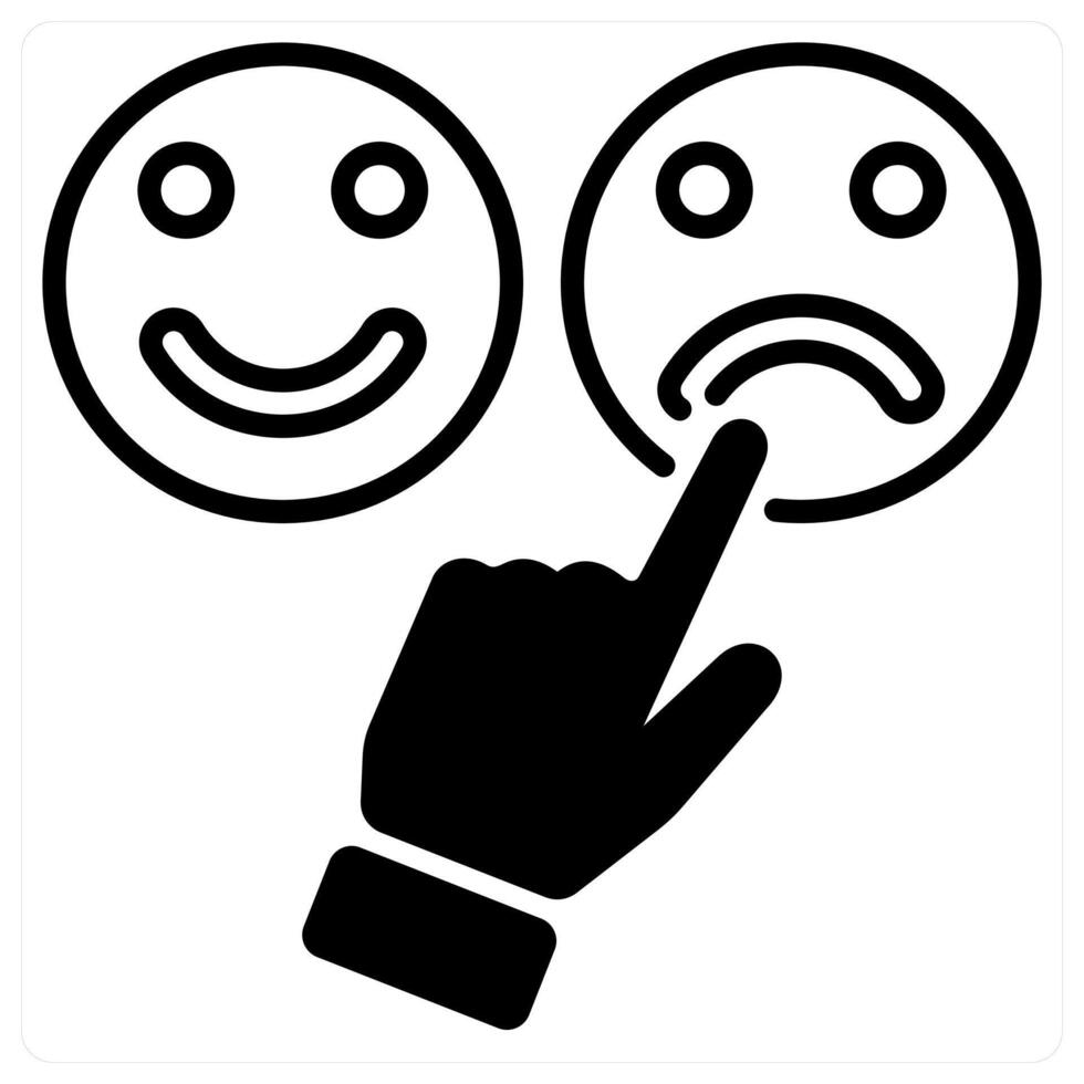 Bad Feedback icon concept in black duo line color vector
