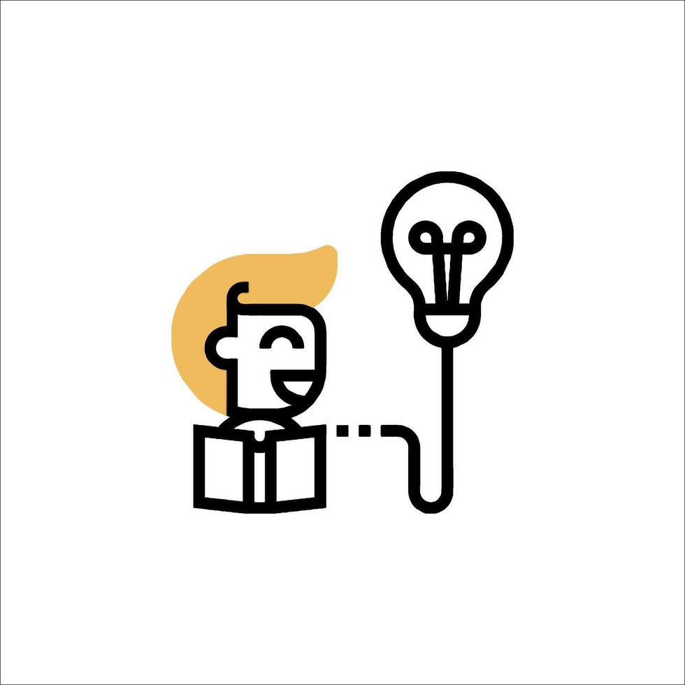 A man holding a light bulb with a book in his hand vector