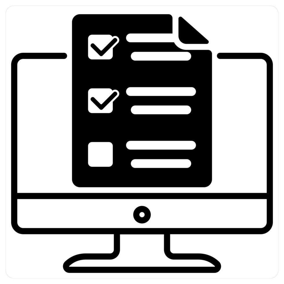 Survey Application icon concept in black duo line color vector