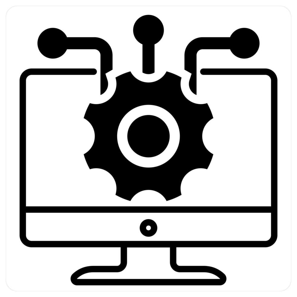 Information Technology icon concept in black duo line color vector