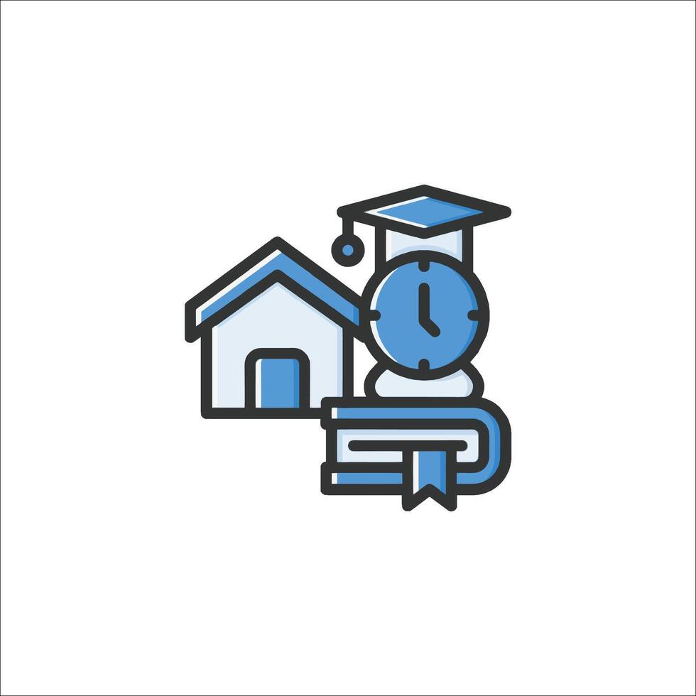 A house with a clock and books on it vector