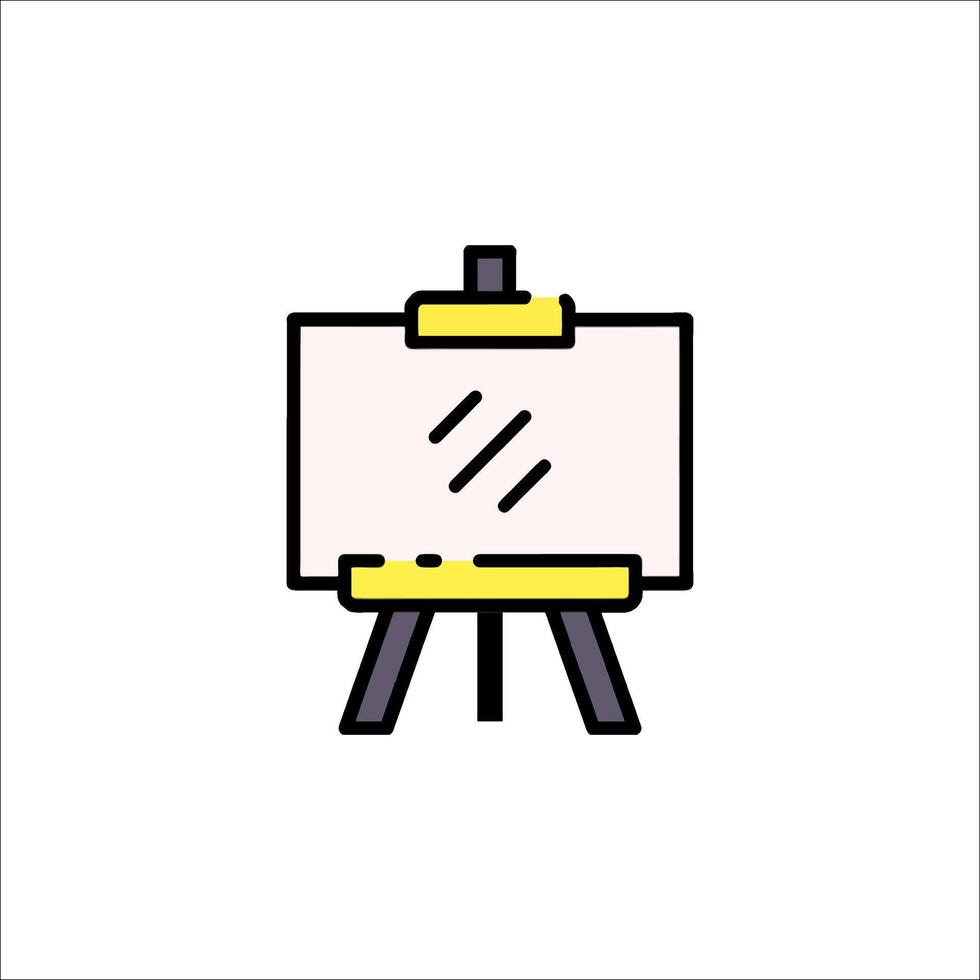A white easel with a blank canvas on it vector