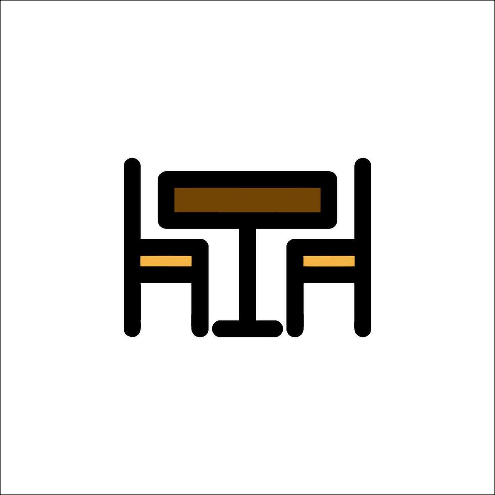 A table and chair icon on a white background vector