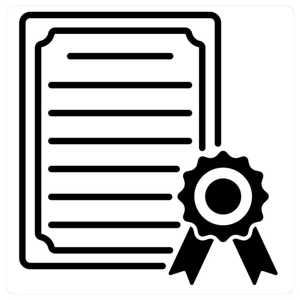 Certificate and award icon concept in black duo line color vector