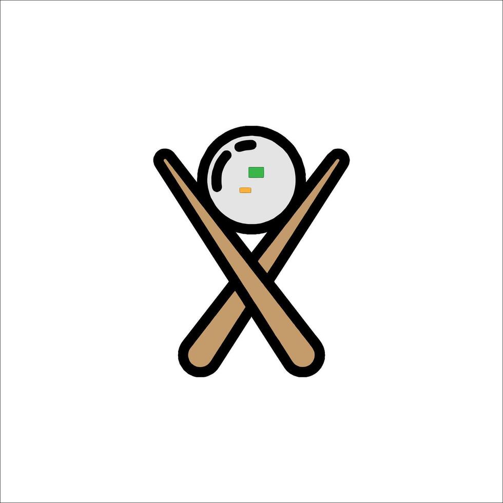 A billiard ball and two crossed sticks icon vector