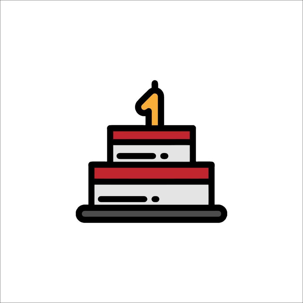 A cake with a candle on top of it vector