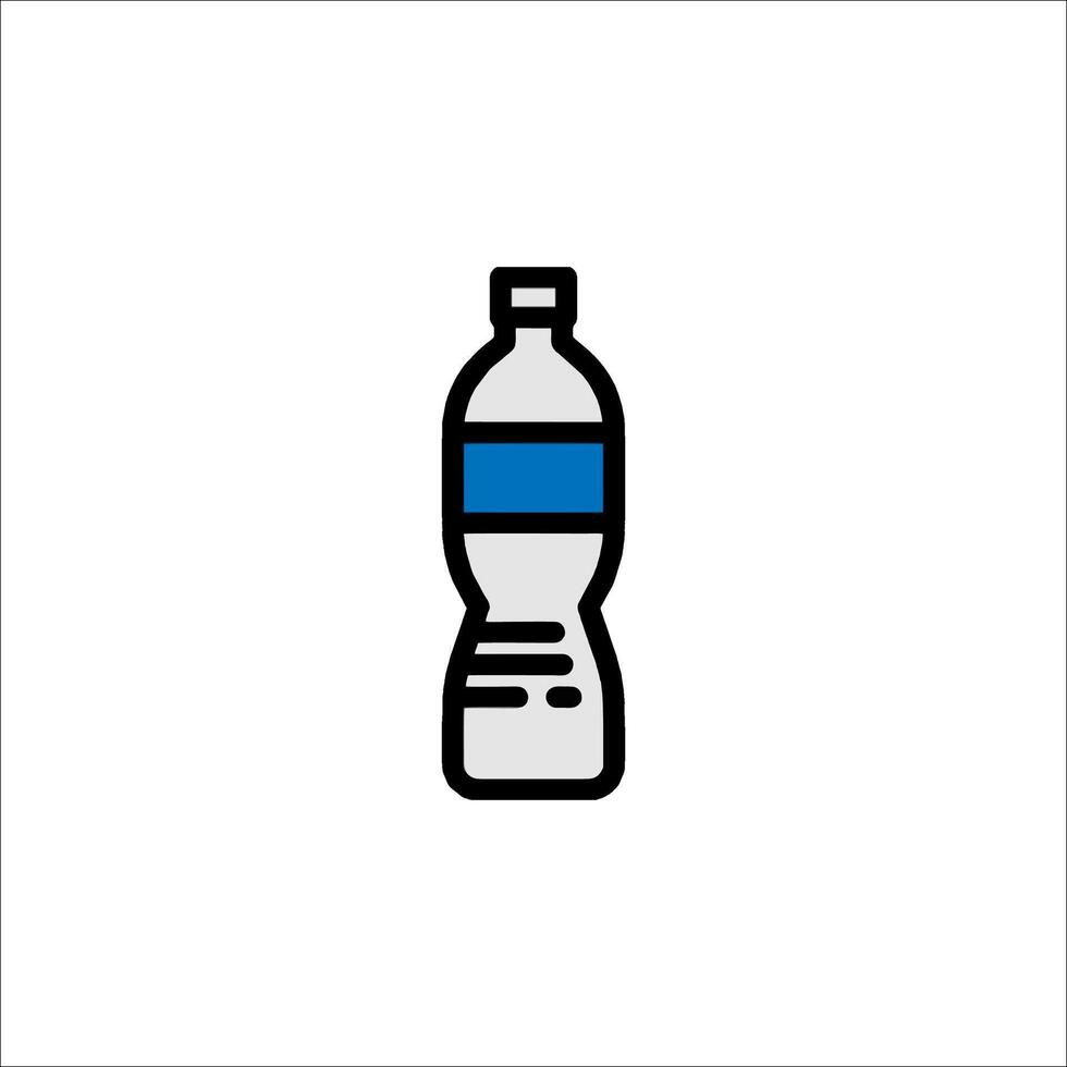 A bottle of water is shown in a flat line vector
