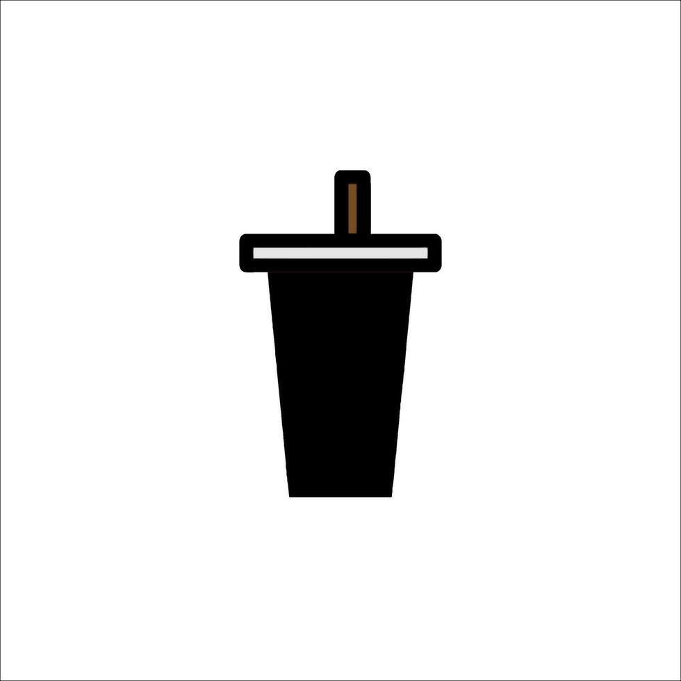 A black cup with a straw in it on a white background vector