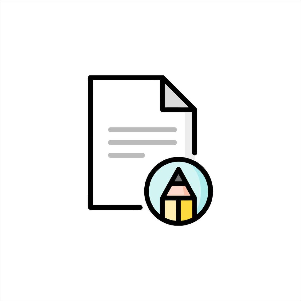 A document with a pencil and a paper icon vector