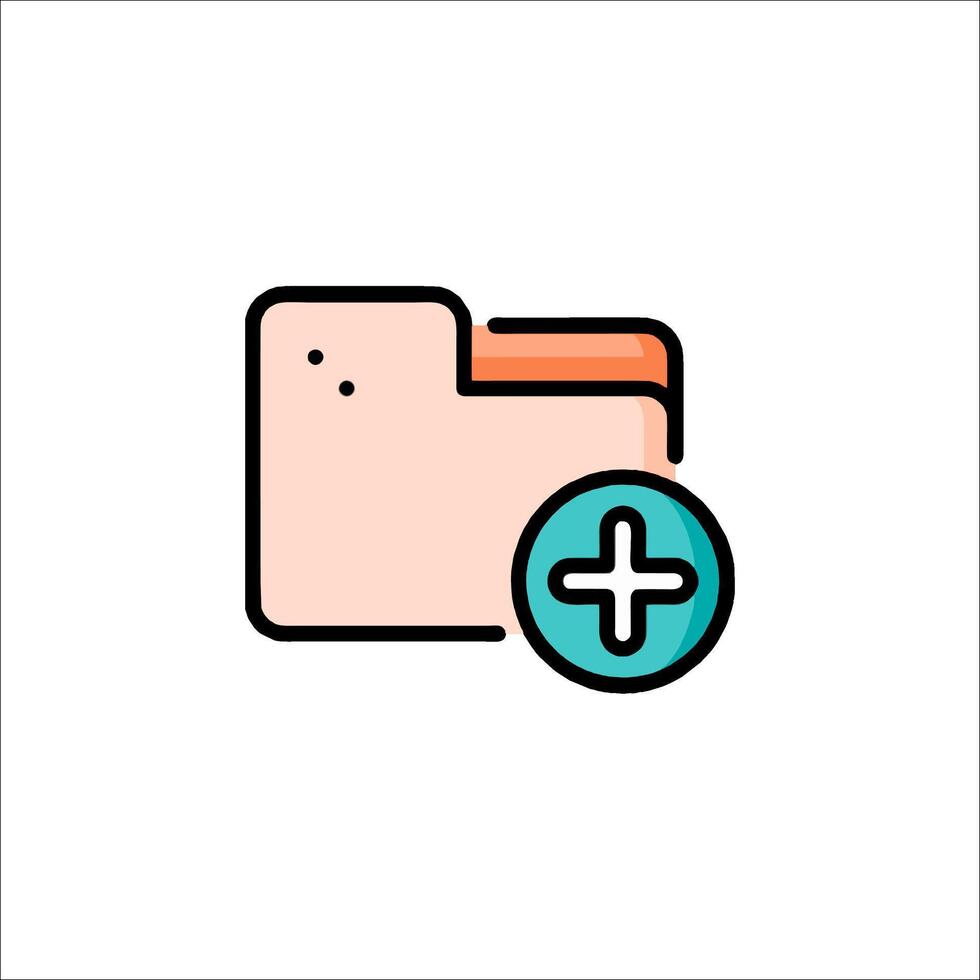 File folder icon with plus sign illustration vector