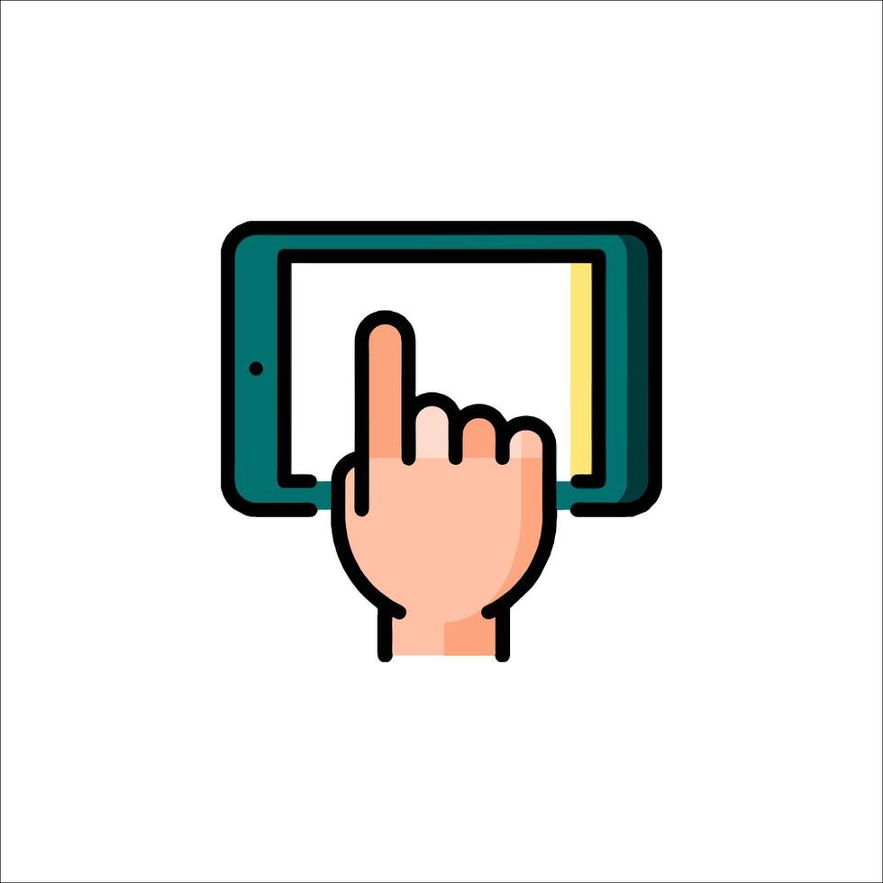 Hand touch tablet icon illustration vector