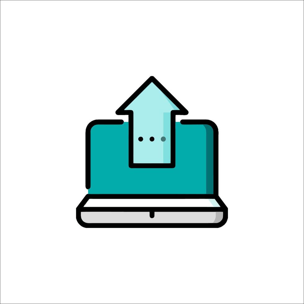 A laptop with an arrow pointing up on it vector