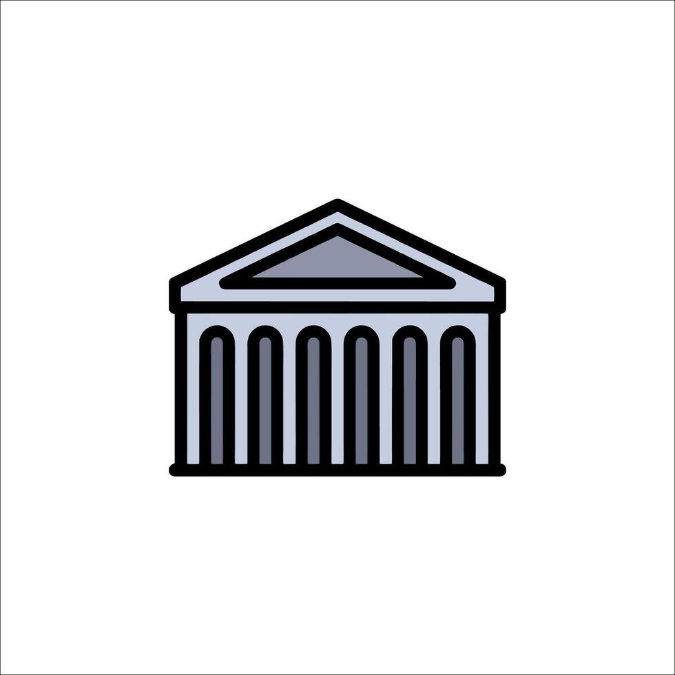 A building icon with columns and a dome vector