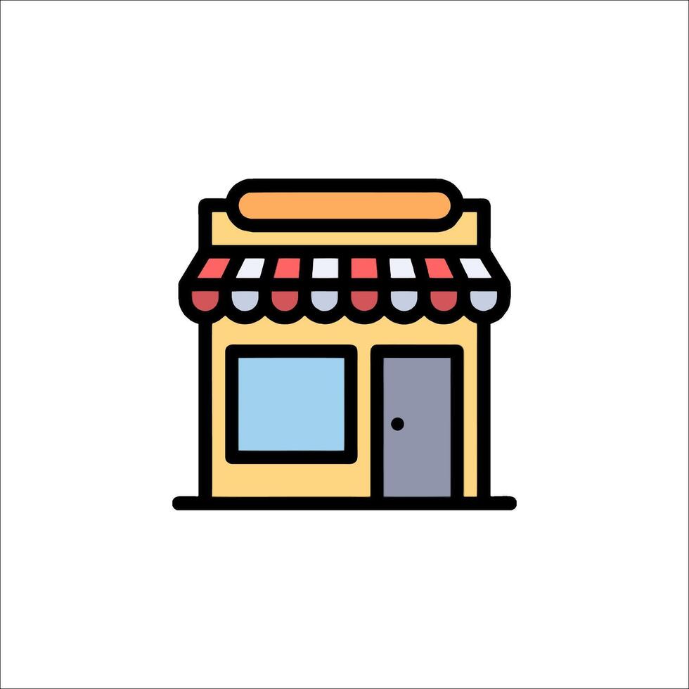 A store front icon with a red awning vector