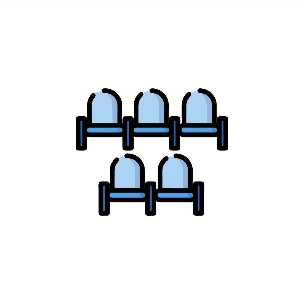 A line drawing of four chairs in a row vector