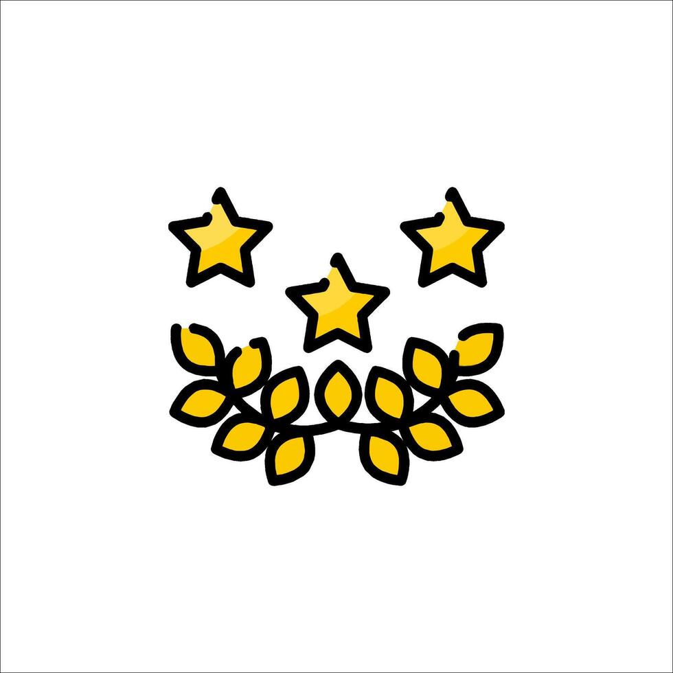 Three stars and a laurel wreath icon vector
