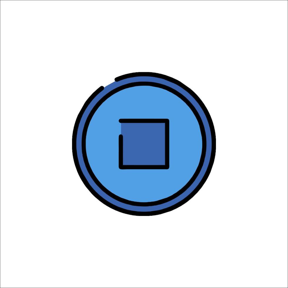 A blue button with a square in the middle vector