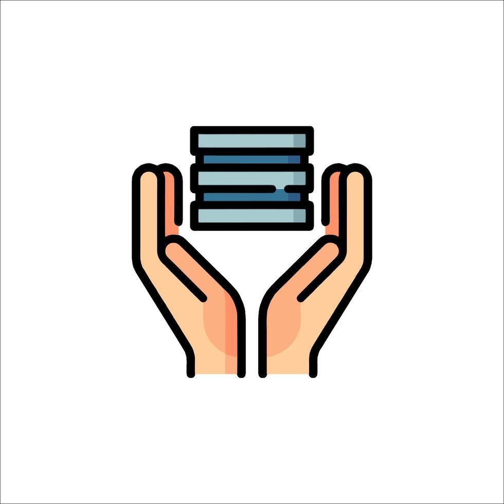 Two hands holding a stack of disks vector