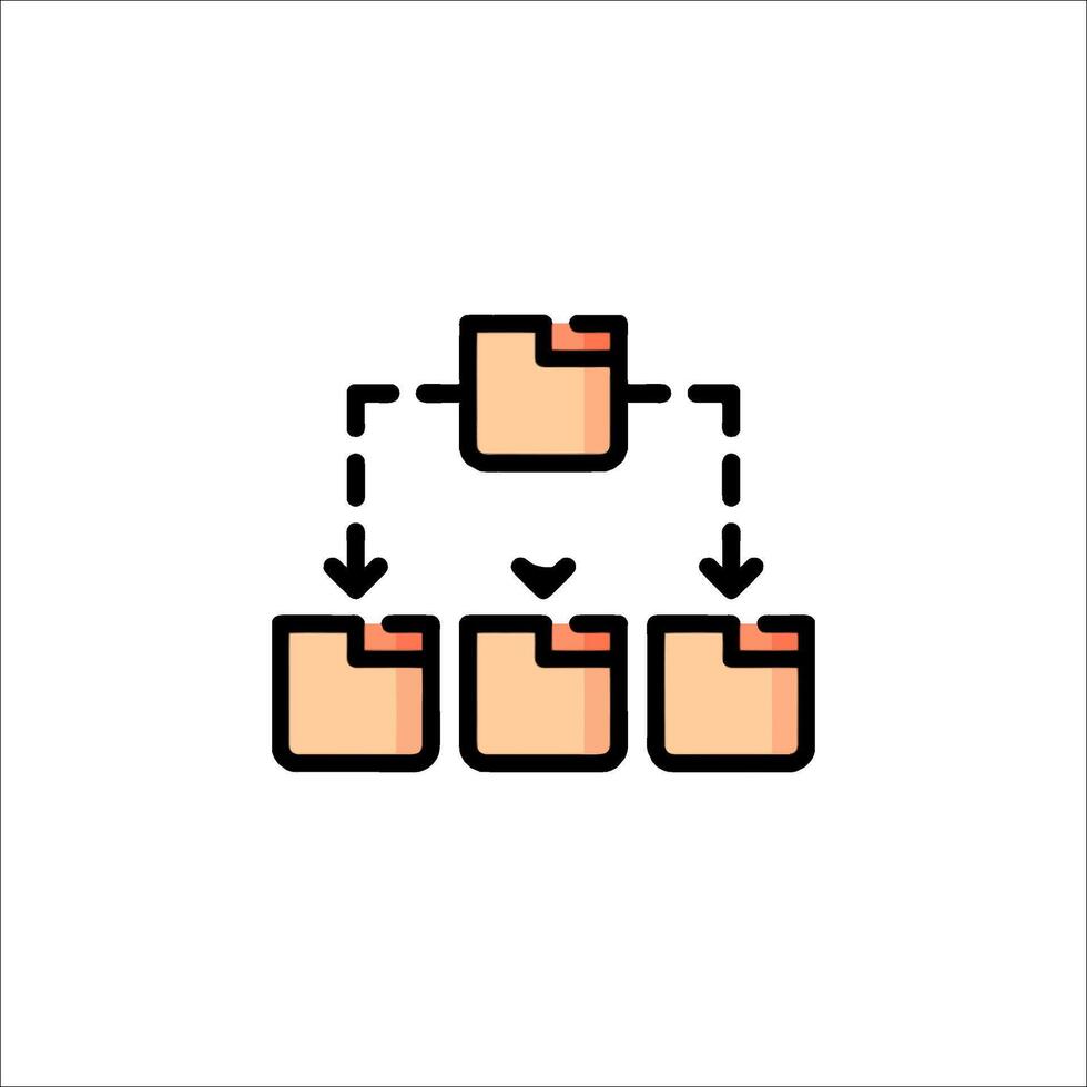 A folder icon with a line connecting it to another vector