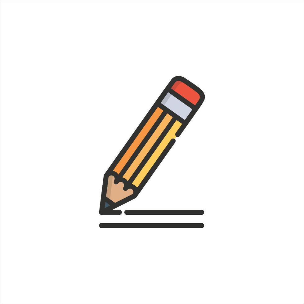 Pencil icon, line icon, illustration vector