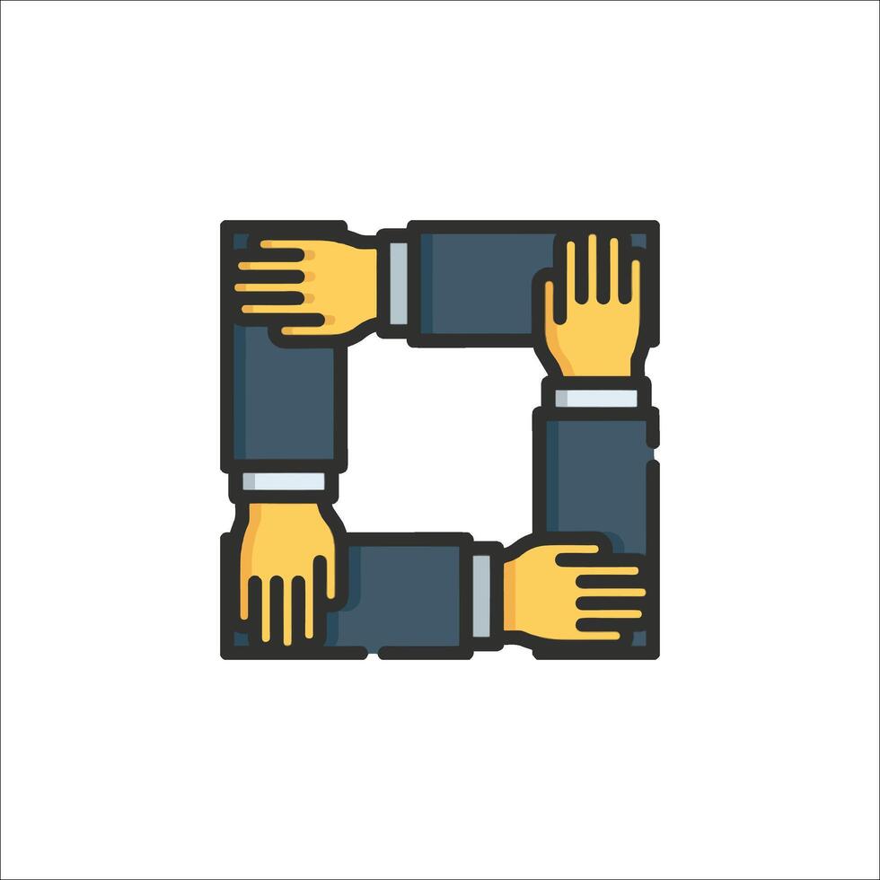 Hands holding hands icon in a square shape vector