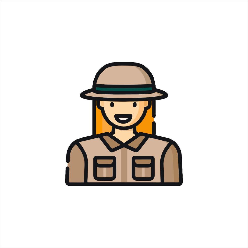 A woman in a hat icon vector
