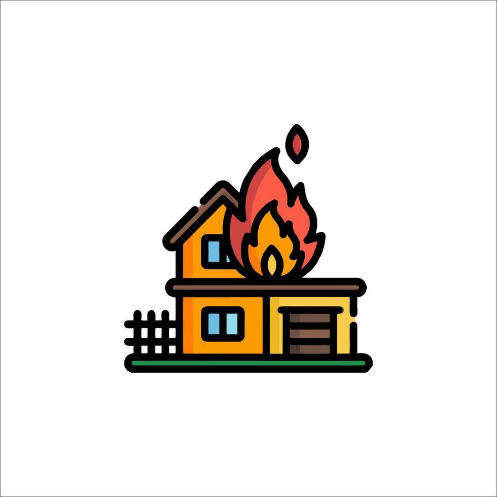 Fire and house icon illustration vector