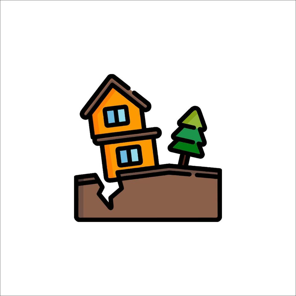 A house on a hill with a tree on top vector