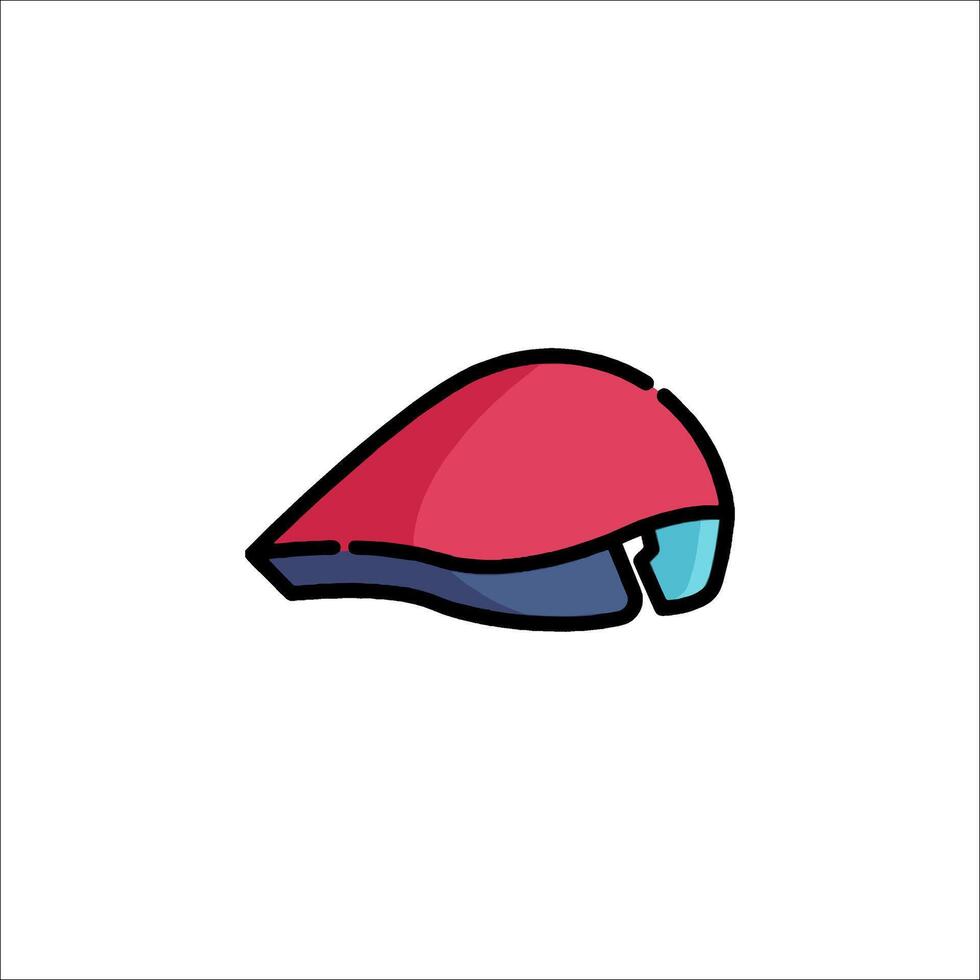 A red helmet with blue and pink colors vector