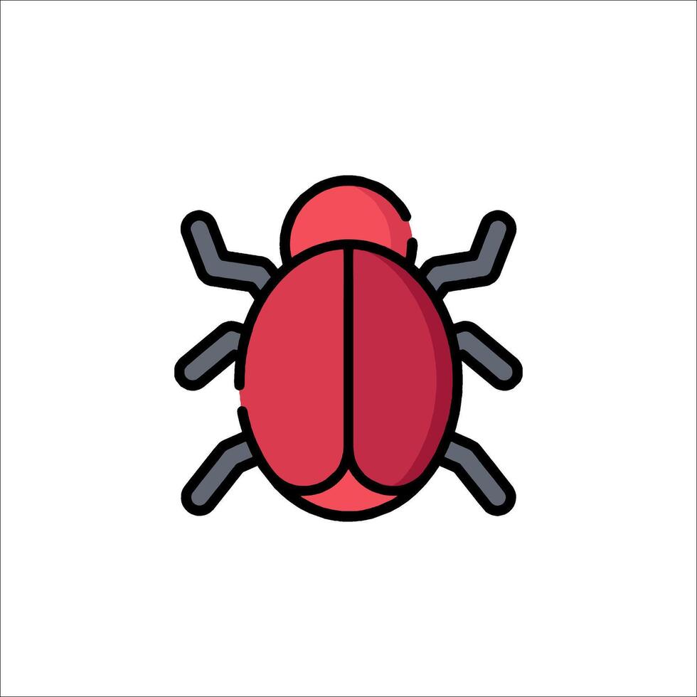 Red bug icon on white background vector