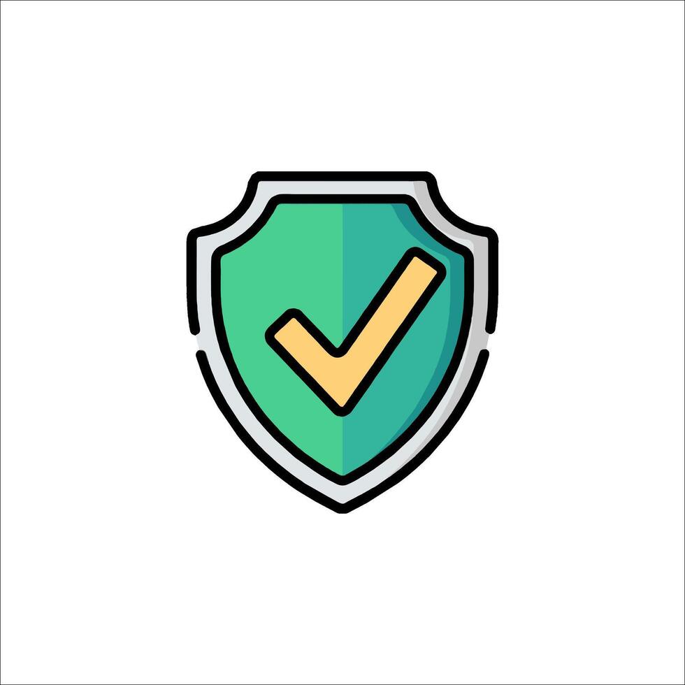A green shield with a tick mark on it vector