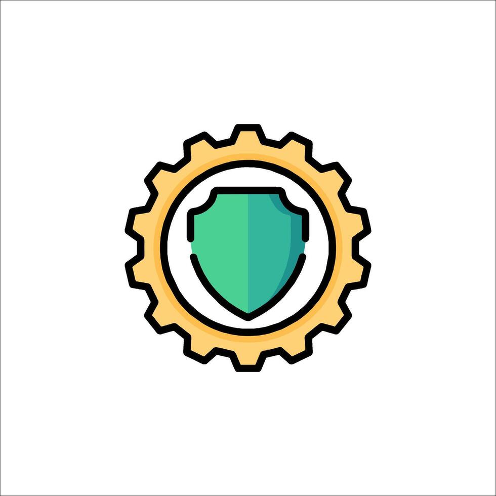A green and yellow shield icon on a white background vector