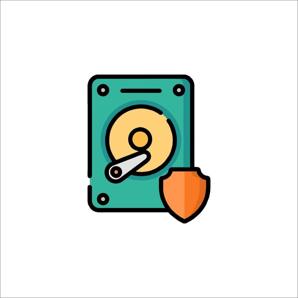 A disk with a shield and a disk icon vector