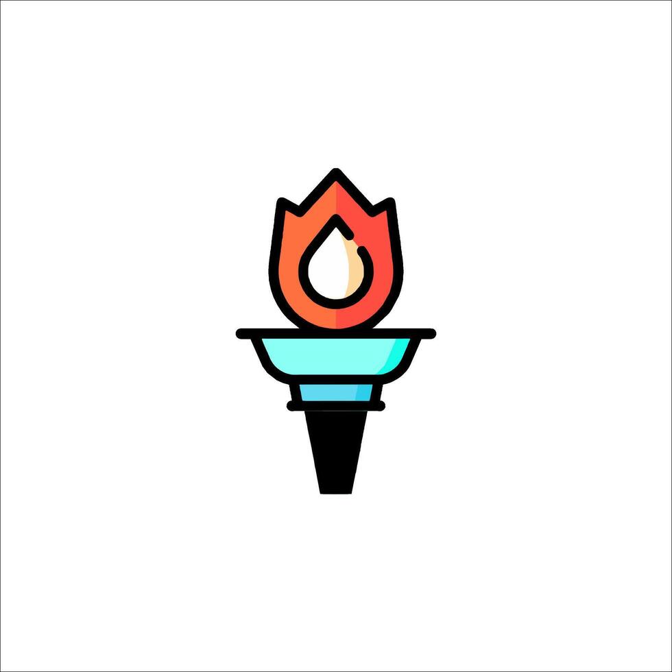 A colorful torch with flames on it vector