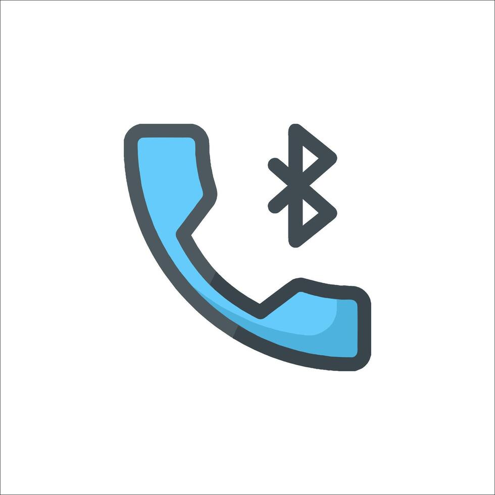 Blue phone icon with bluetooth icon vector