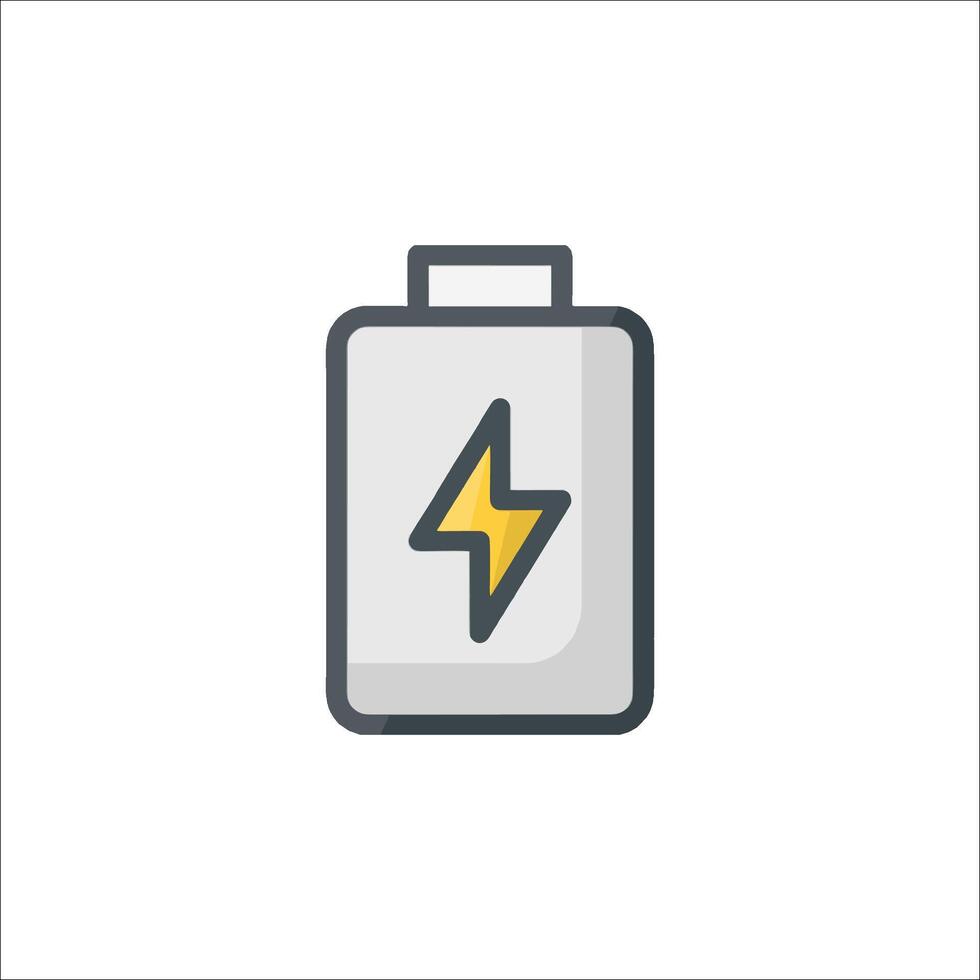 Battery icon with lightning bolt on white background vector