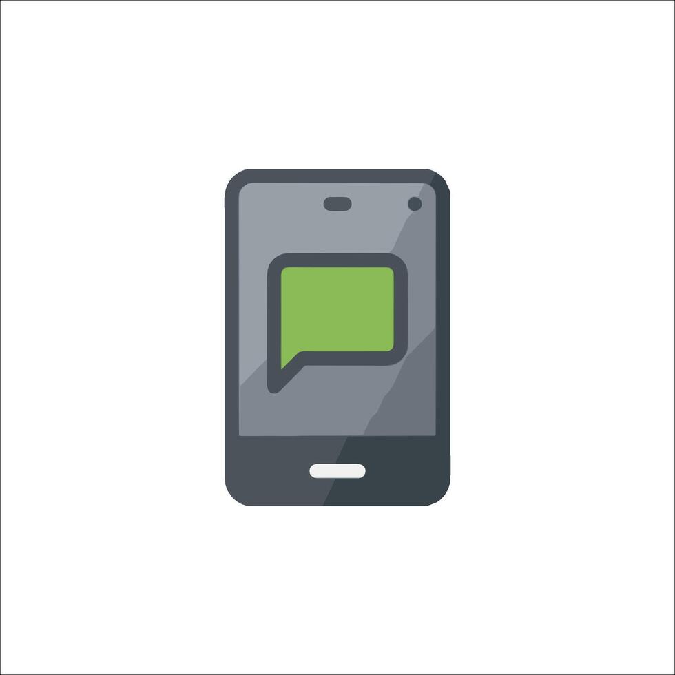 A phone with a green speech bubble on it vector