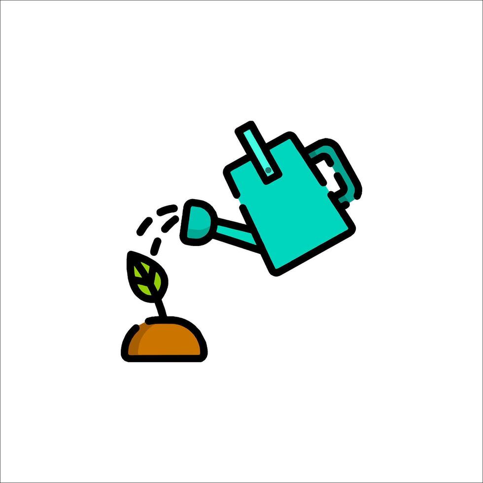 A watering can is pouring water on a plant vector