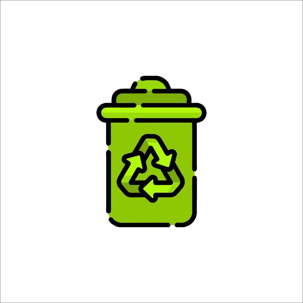 A green trash can with a recycling symbol on it vector