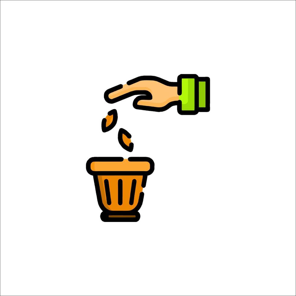 A hand throwing a coin into a trash can vector