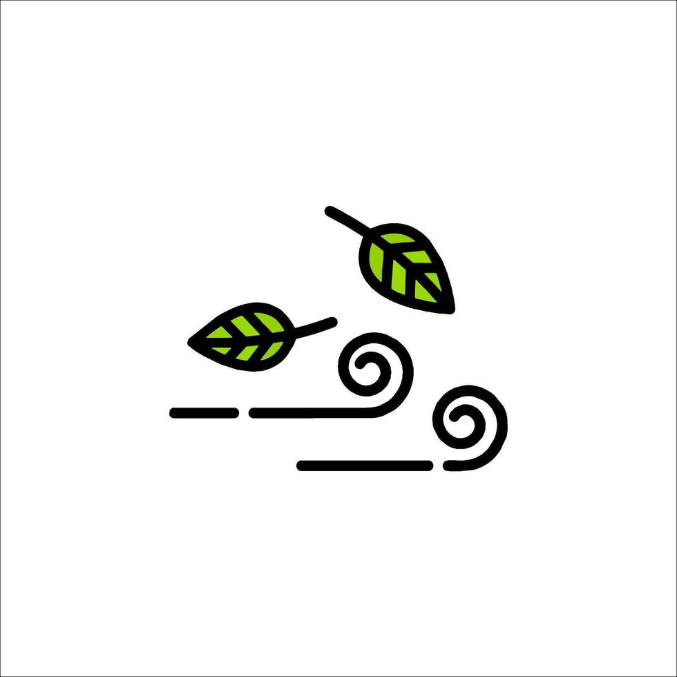 A green leaf icon with a wave and leaves vector