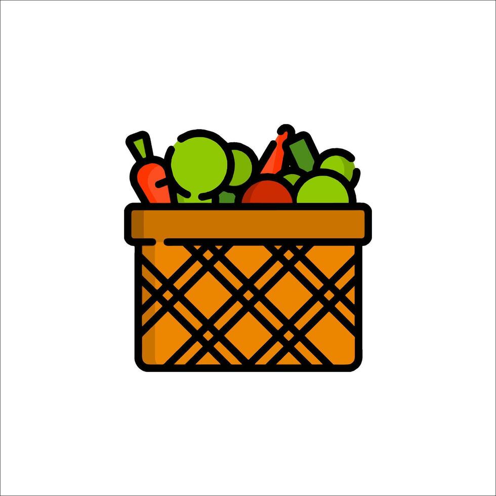 Basket of vegetables icon illustration vector