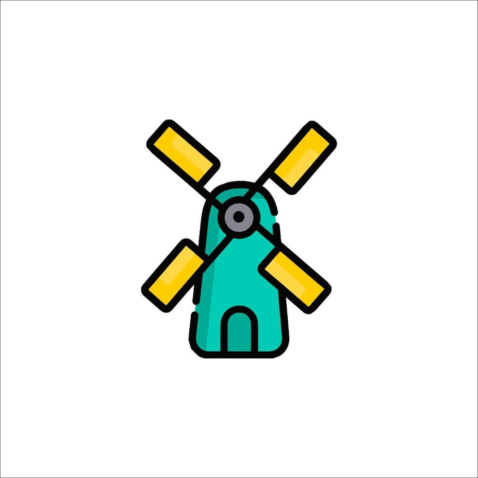 A green windmill icon on a white background vector