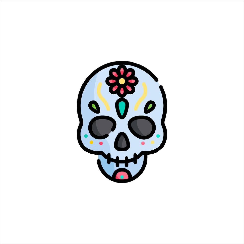 A sugar skull with colorful flowers on it vector