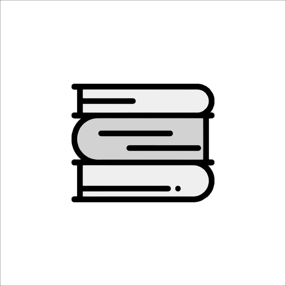 A black and white icon of a stack of books vector