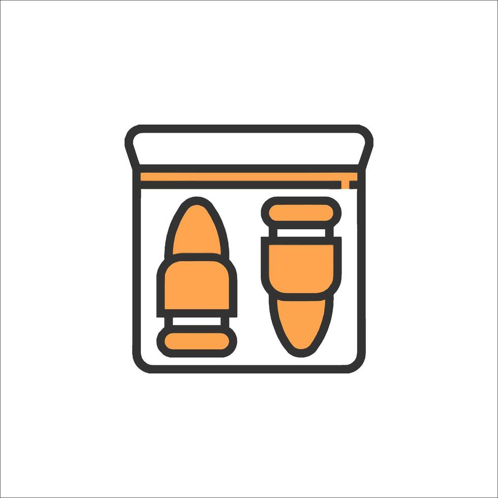 A package of pills in a box with an orange outline vector